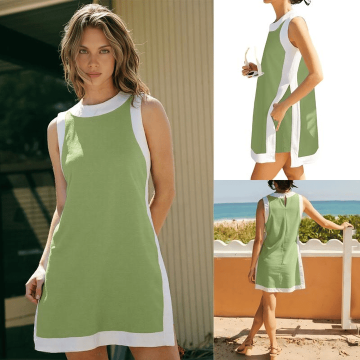 MALAYSIA - COLOR BLOCK SLEEVELESS SHORTS SET WITH POCKETS