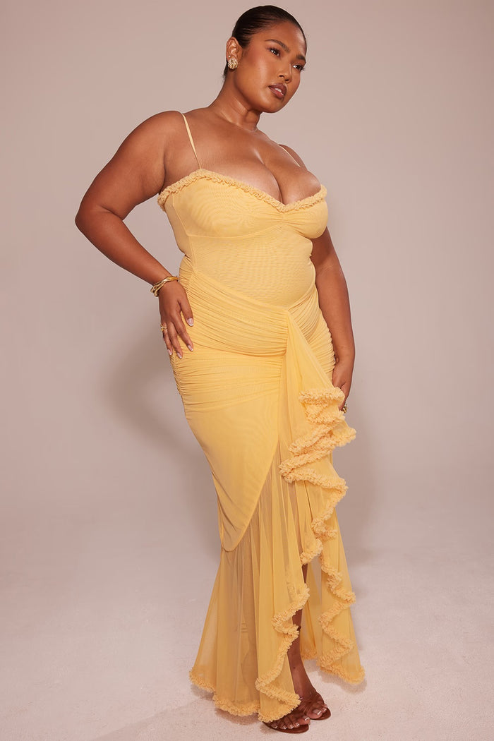 MILAINE - RUFFLE FRONT AND SILHOUETTE DRESS