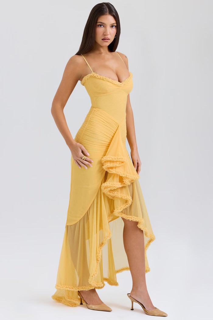MILAINE - RUFFLE FRONT AND SILHOUETTE DRESS