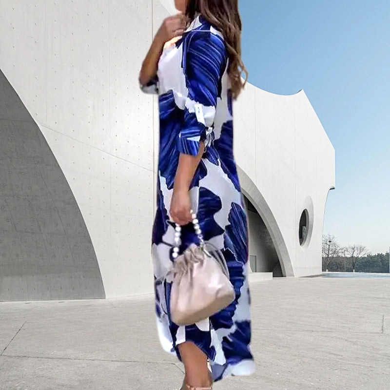 MAYBELLE - ELEGANT MAXI WRAP COLLAR DRESS