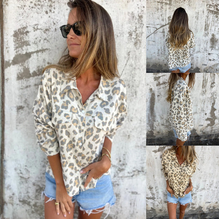 LADYLYNN - PRINTED LONG SLEEVE COLLARED SHIRT