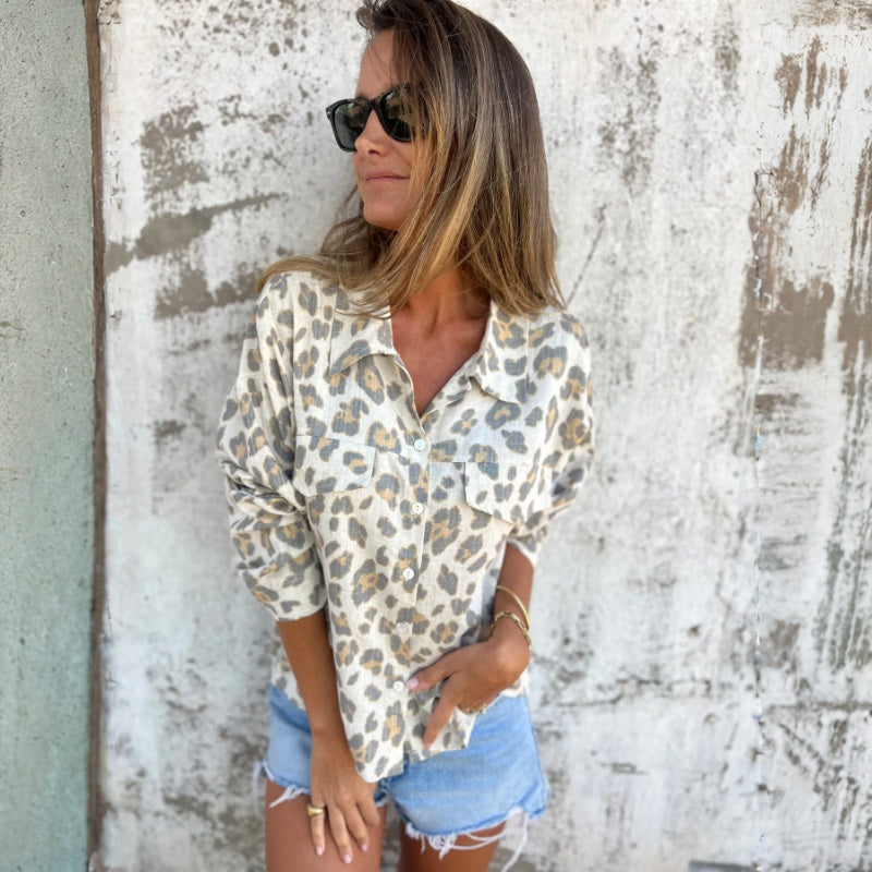 LADYLYNN - PRINTED LONG SLEEVE COLLARED SHIRT