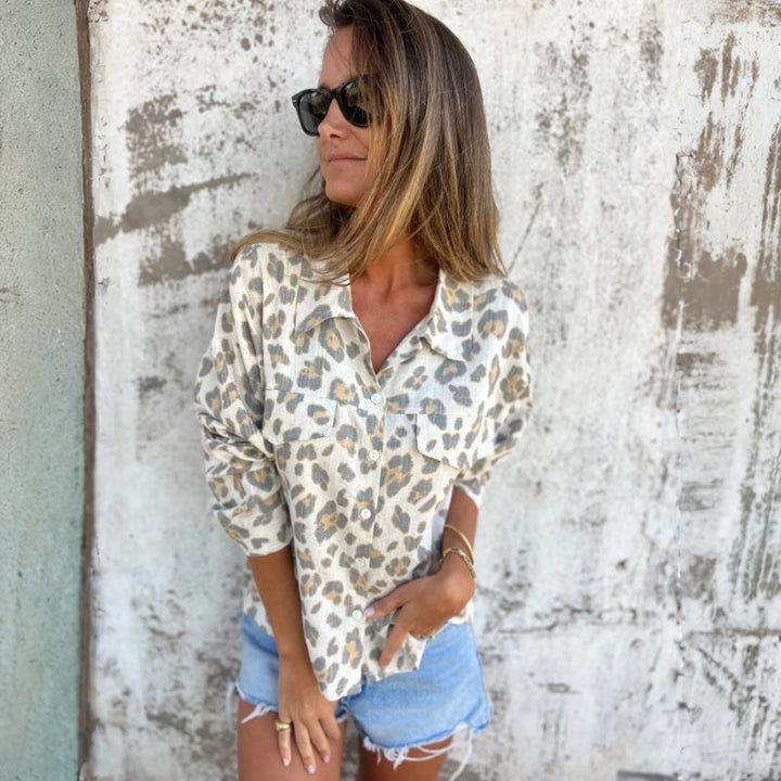 LADYLYNN - PRINTED LONG SLEEVE COLLARED SHIRT