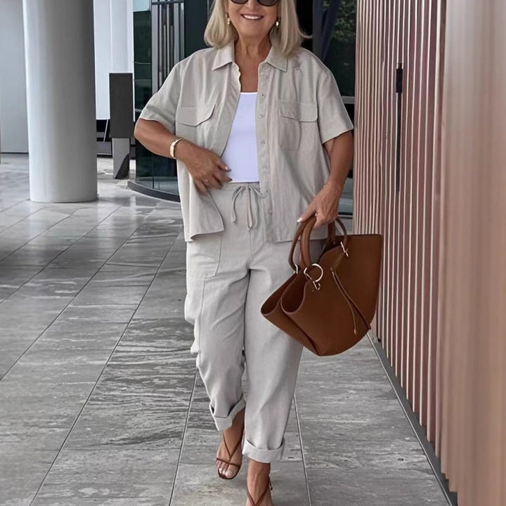 MEDDY - RELAXED FIT COTTON LINEN SHIRT SET