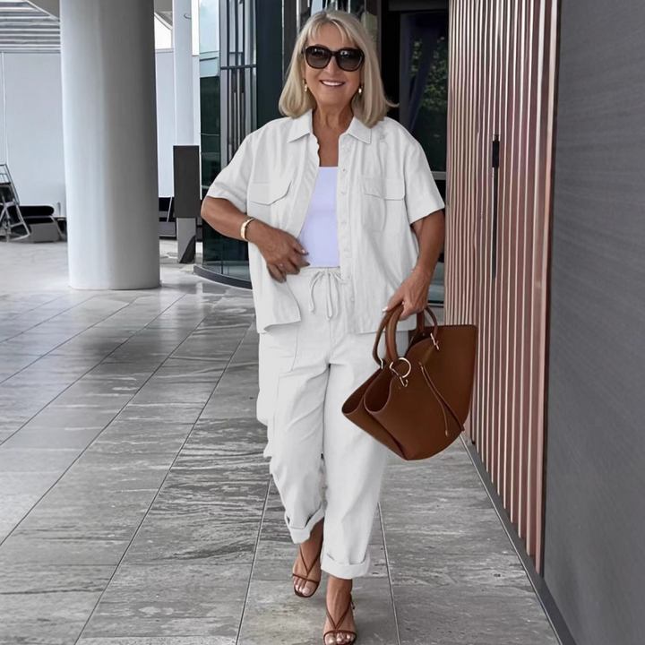 MEDDY - RELAXED FIT COTTON LINEN SHIRT SET